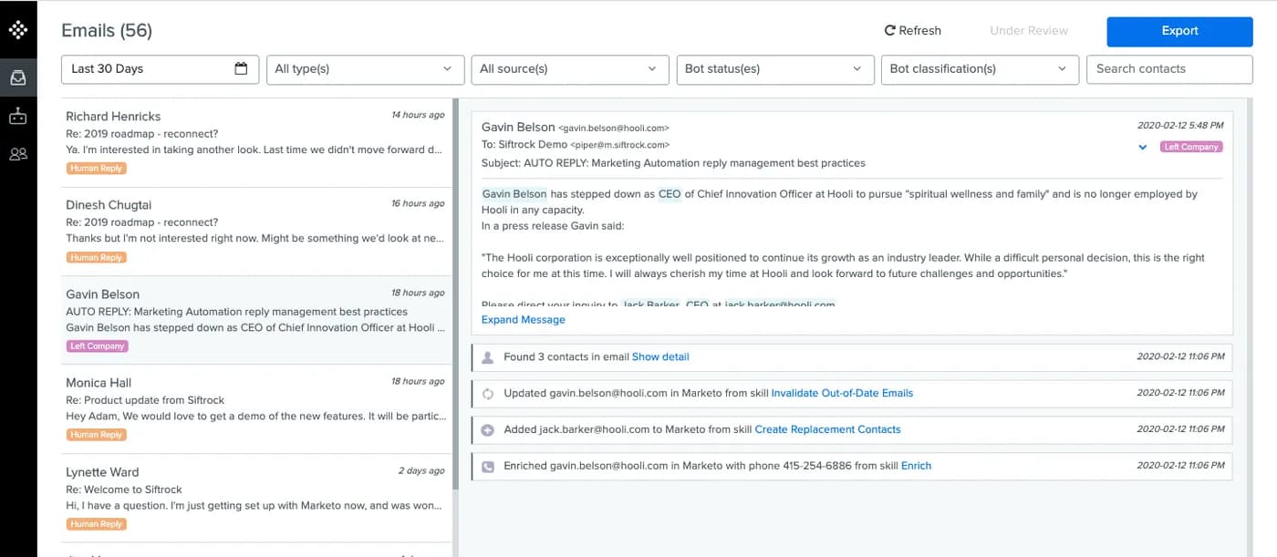 The Drift conversation view: a visitor chat with routing to a rep and a meeting booker