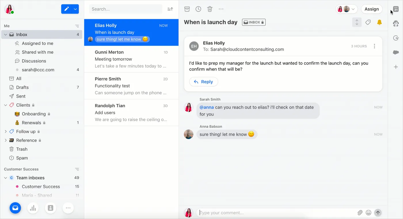 Screenshot of the Front workspace